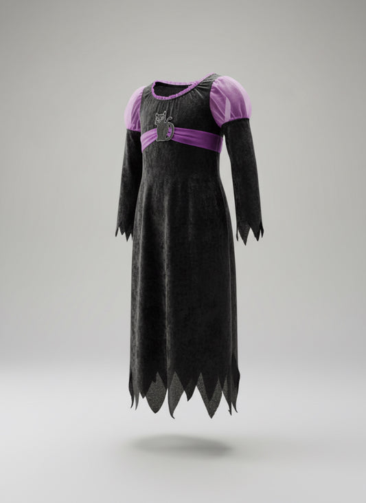 Vestido "Midnight Witch" - Brujita Gatuna Infantil - Talla 6/8 - AA
